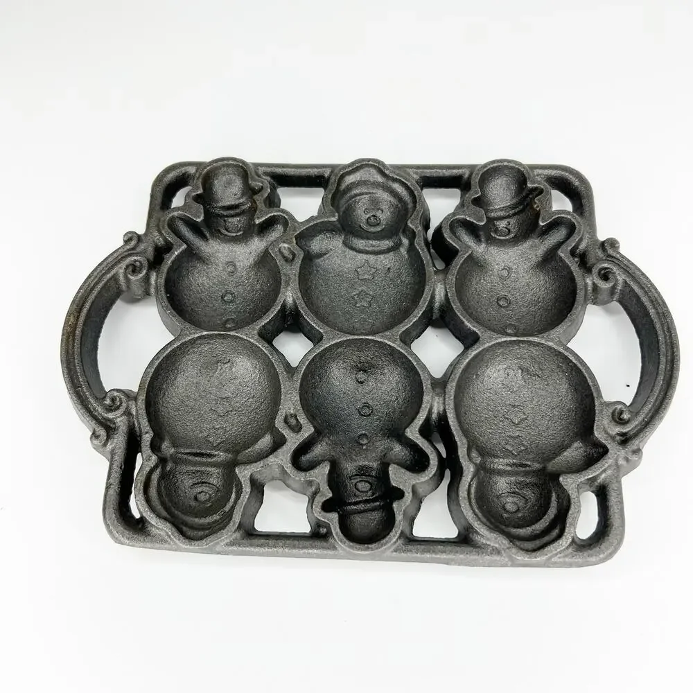 Vintage John Wright Cast Iron Snowman Baking Pan